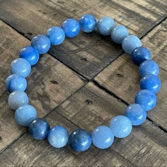 goddess zodiac Jewelry - 8mm Blue Aventurine Chakra Stretch Bracelet